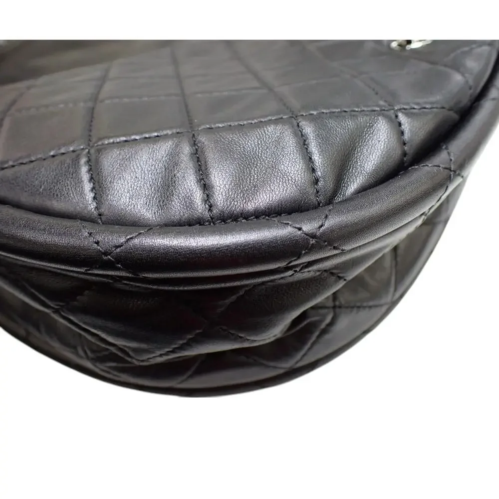 Chanel Medium Hula Hoop Bag Vintage CC Black Lambskin Flap SHW Quilted Rare